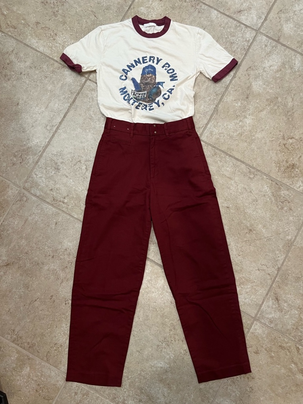 Uniqlo Straight Leg Pants Burgundy